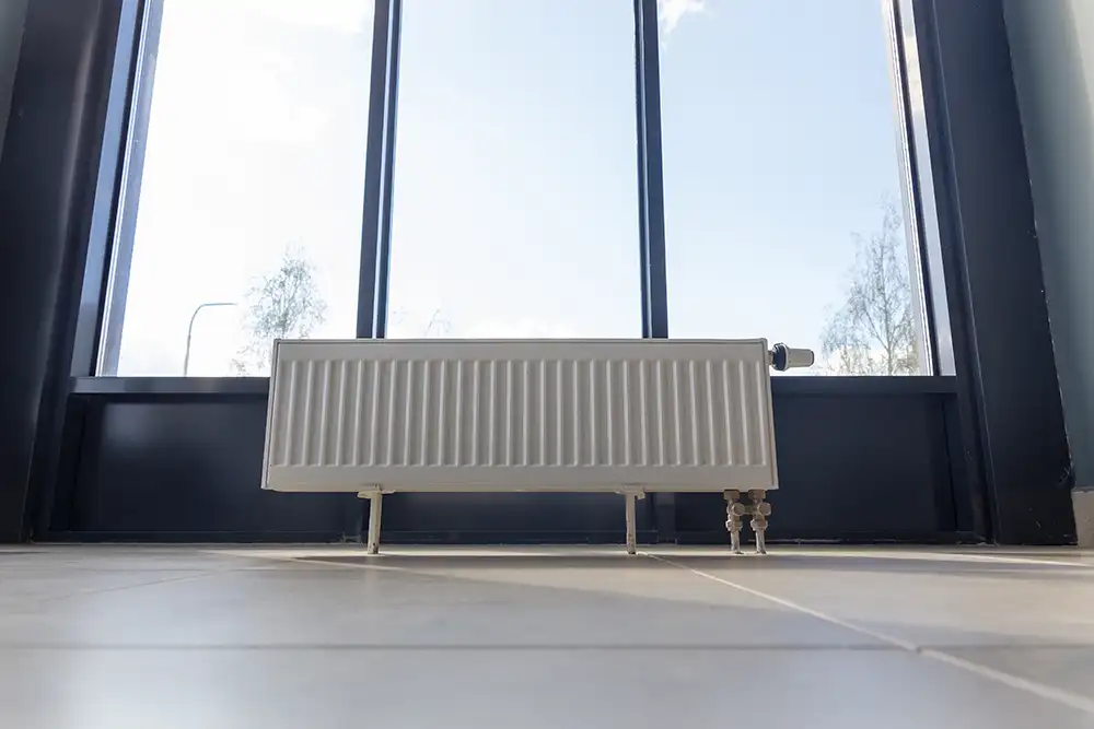 central heating radiator on the floor